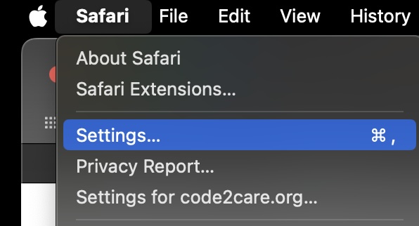 Safari Settings Option